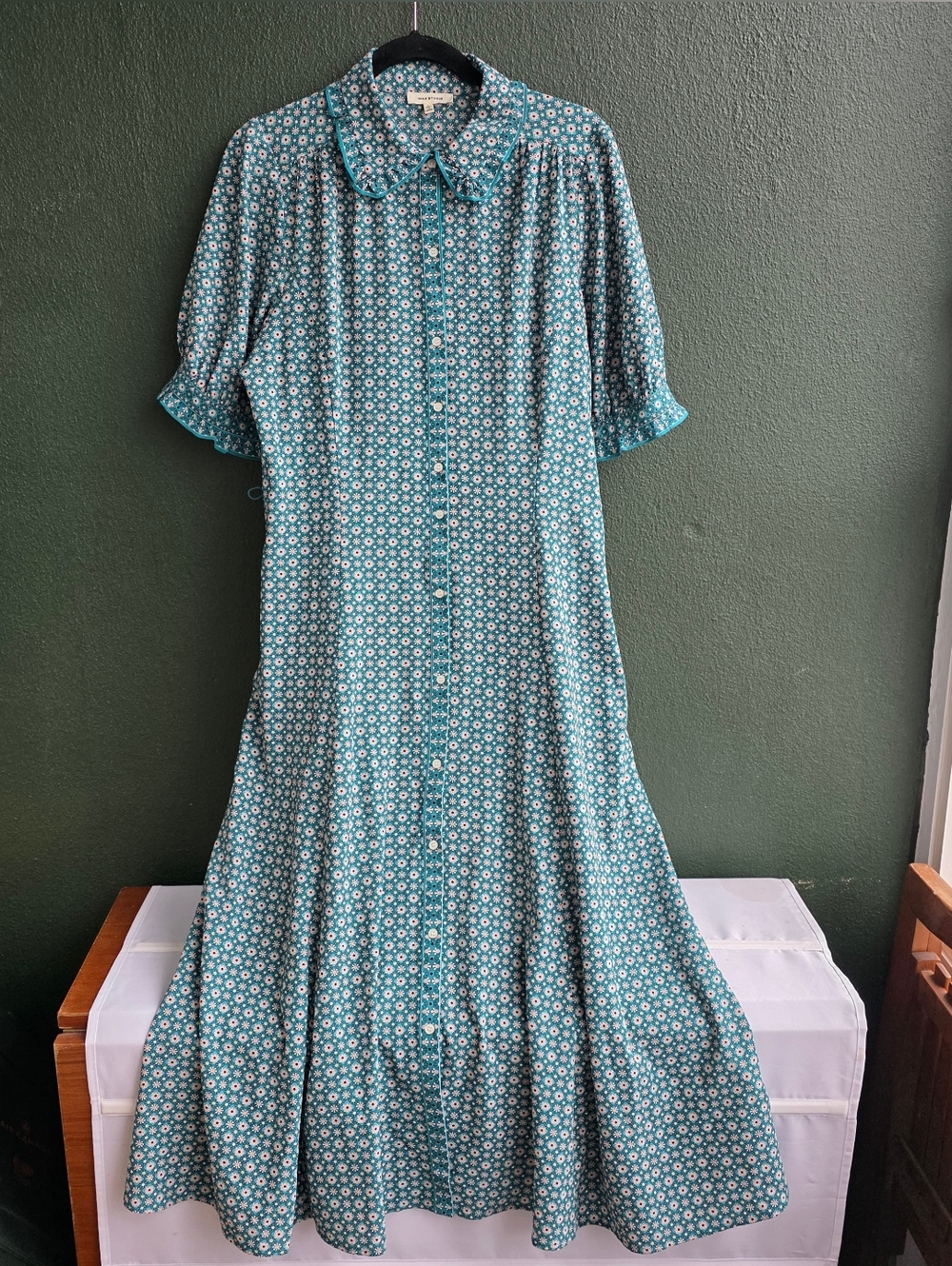 Teal Floral Button-Front Women’s Maxi/Midi Dress